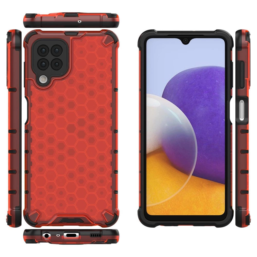 Honeycomb Case armor cover with TPU Bumper for Samsung Galaxy A22 4G red_1