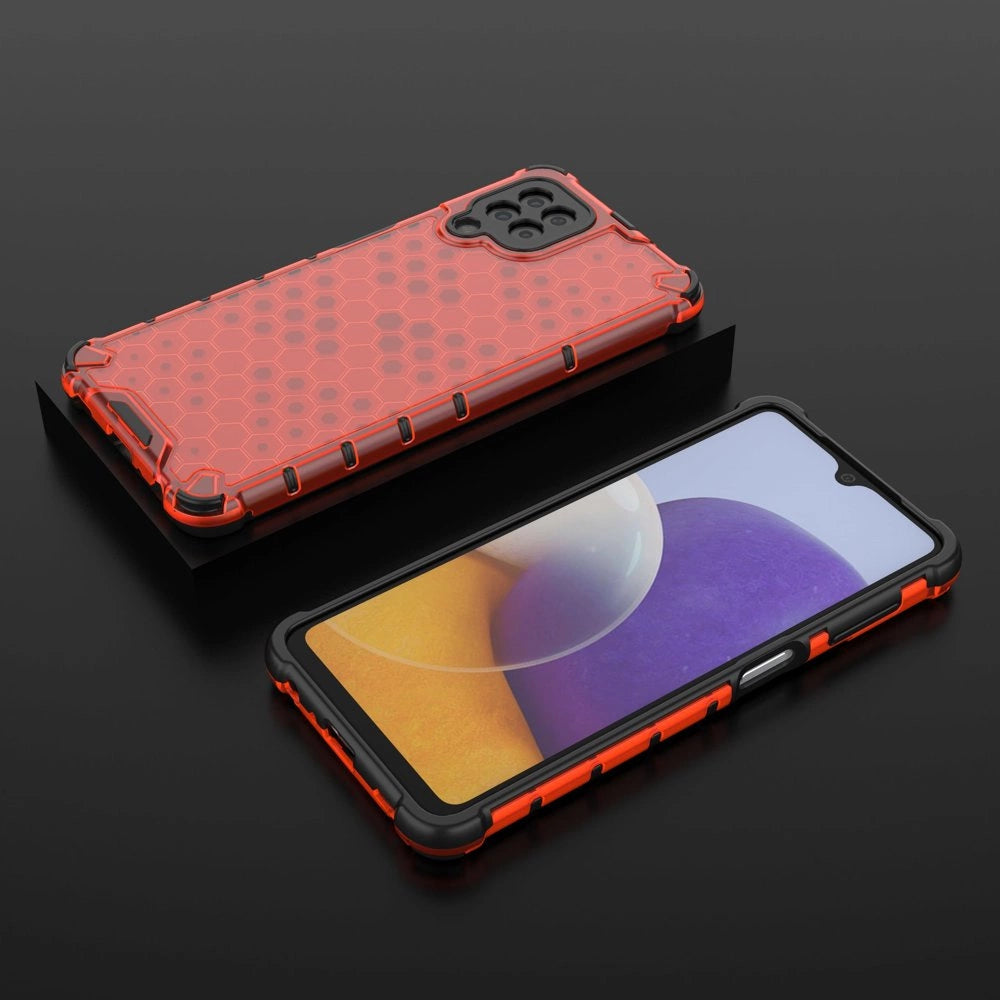Honeycomb Case armor cover with TPU Bumper for Samsung Galaxy A22 4G red_12