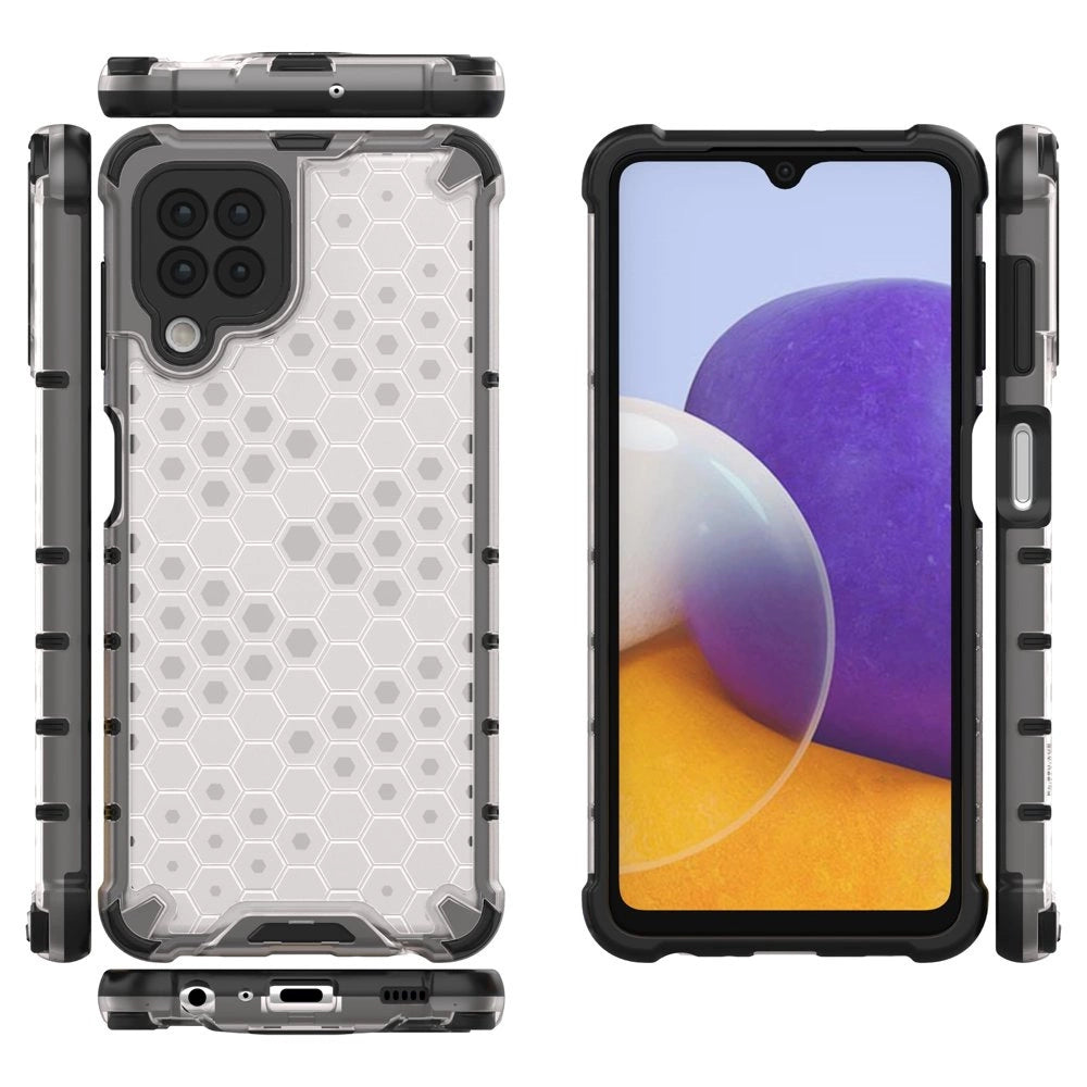 Honeycomb Case armor cover with TPU Bumper for Samsung Galaxy A22 4G transparent_1