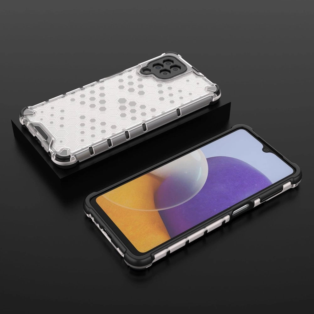 Honeycomb Case armor cover with TPU Bumper for Samsung Galaxy A22 4G transparent_12
