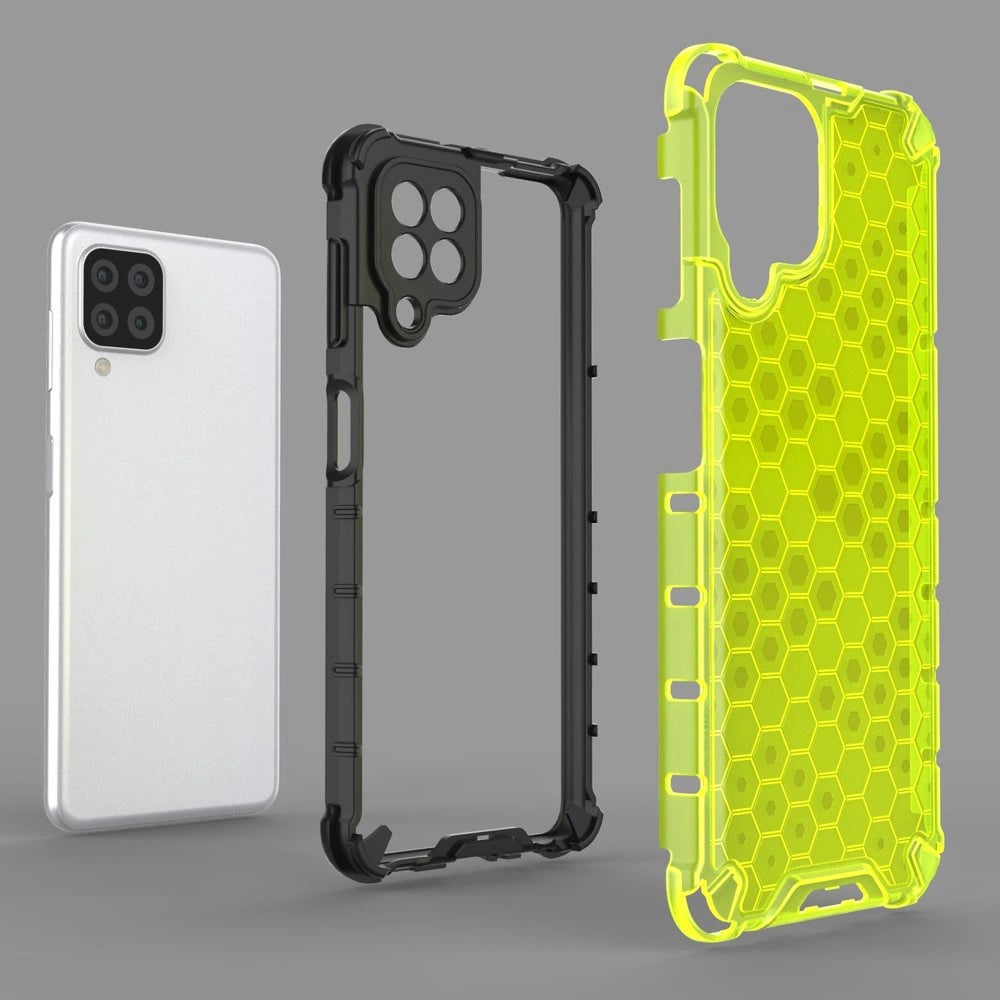 Honeycomb Case armor cover with TPU Bumper for Samsung Galaxy A22 4G transparent_5