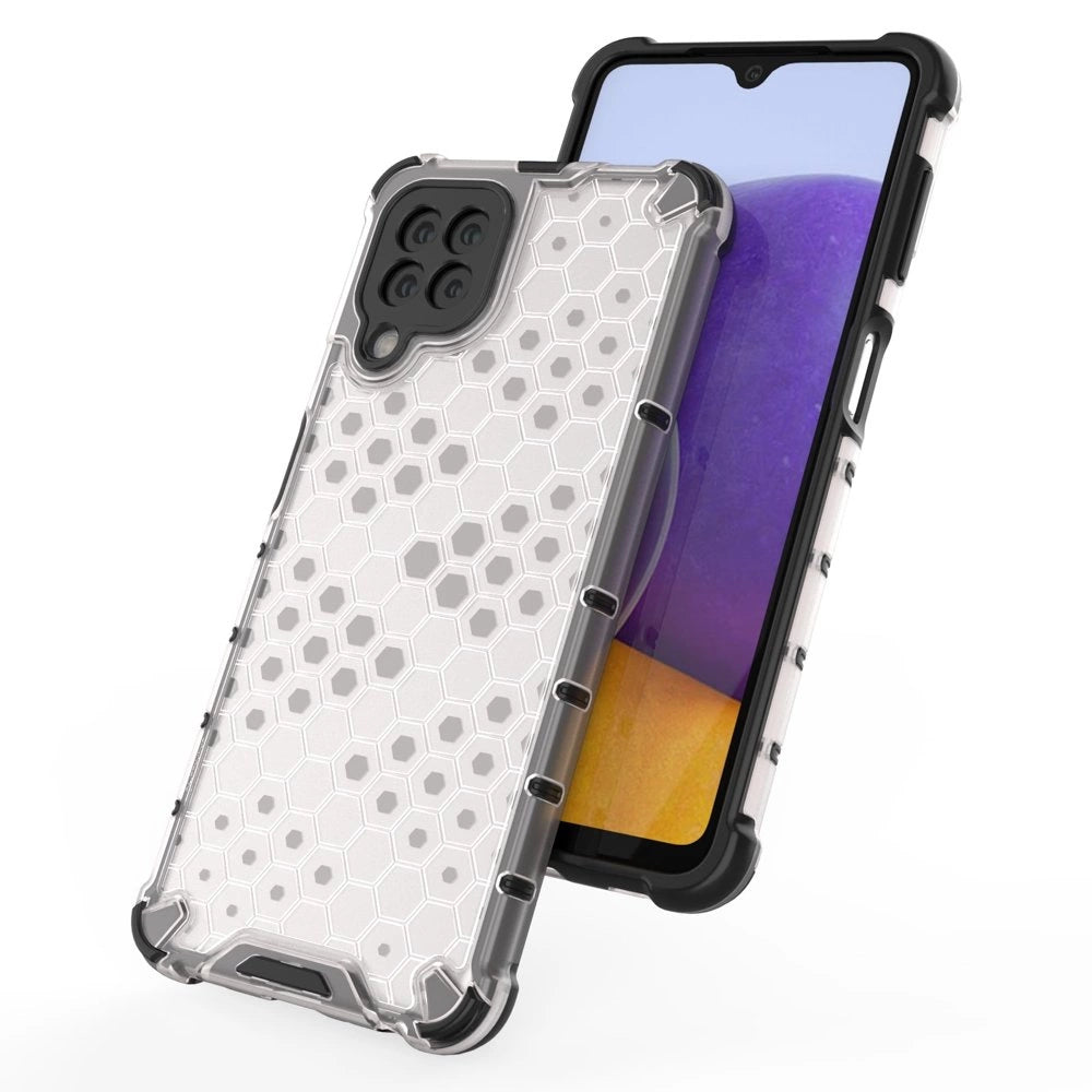 Honeycomb Case armor cover with TPU Bumper for Samsung Galaxy A22 4G transparent_7