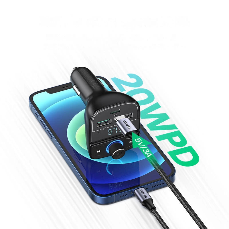 Ugreen FM Transmitter Bluetooth 5.0 MP3 car charger 3x USB TF micro SD 4.8 A black (CD229)_3
