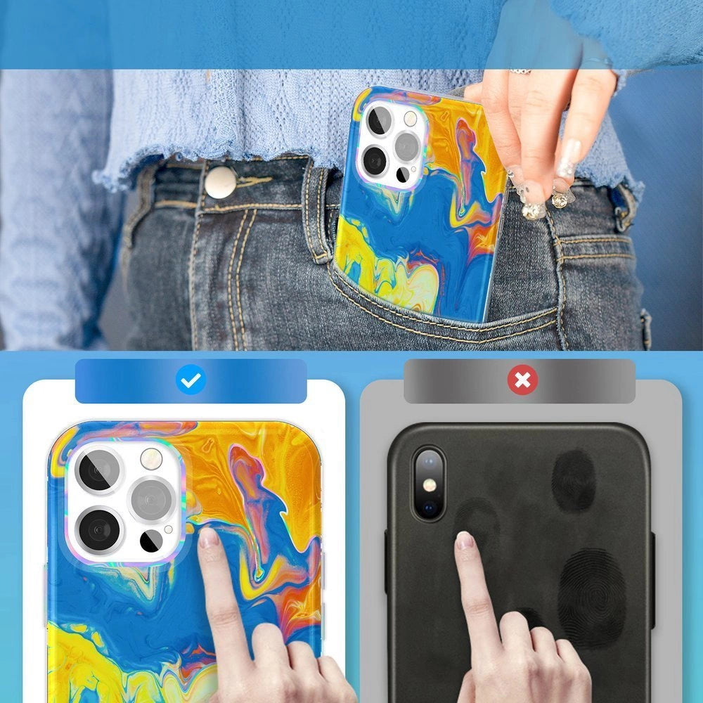Kingxbar Watercolor Series color case for iPhone 12 Pro Max yellowblue_2