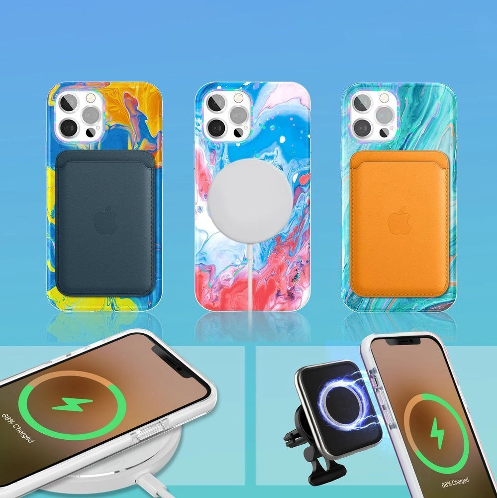 Kingxbar Watercolor Series color case for iPhone 12 Pro Max yellowblue_6