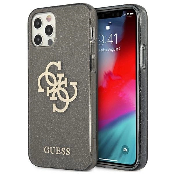 Guess GUHCP12LPCUGL4GBK iPhone 12 Pro Max 6.7" black/black hard case Glitter 4G Big Logo_0
