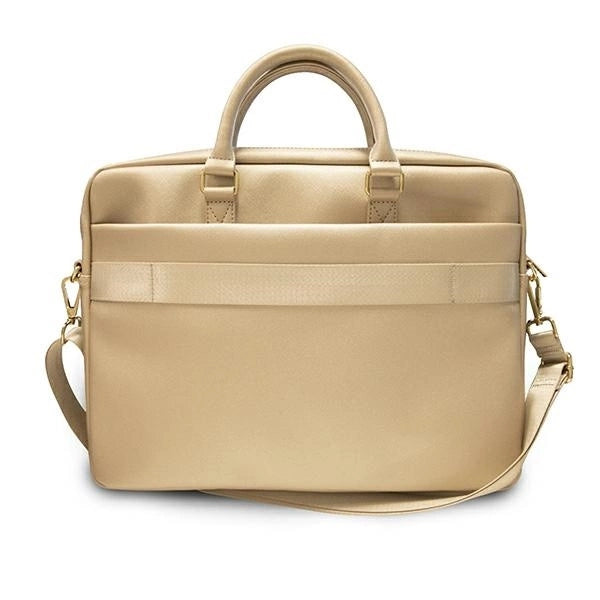 Guess Saffiano Script 16&quot; Laptop Bag - Gold_3