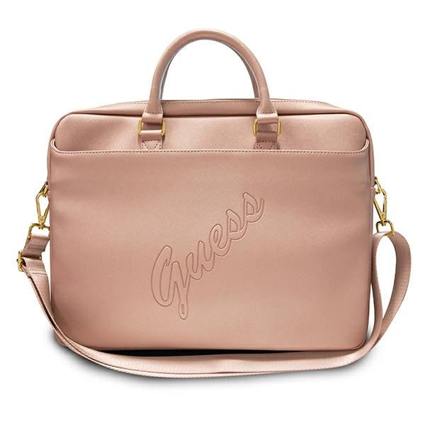 Guess Saffiano Script 16" Laptop Bag - Pink_0