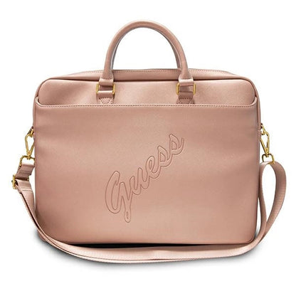 Guess Saffiano Script 16" Laptop Bag - Pink_0