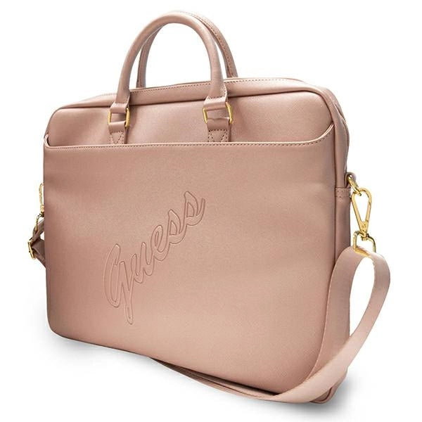 Guess Saffiano Script 16" Laptop Bag - Pink_1
