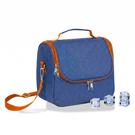 Bolsa tÃ©rmica 9 l design de ganga azul com debrum e pega preto, 26 x 15 x 25 cm_0