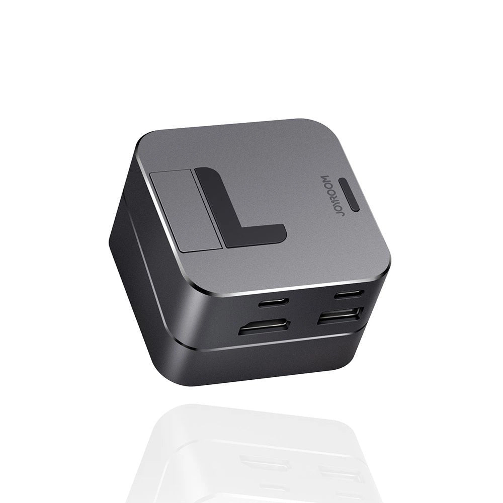 Joyroom HUB S-H121 USB-C - USB-A 3.0 / RJ45 / HDMI / USB-C / Thunderbolt cradle for MacBook Pro - gray_0
