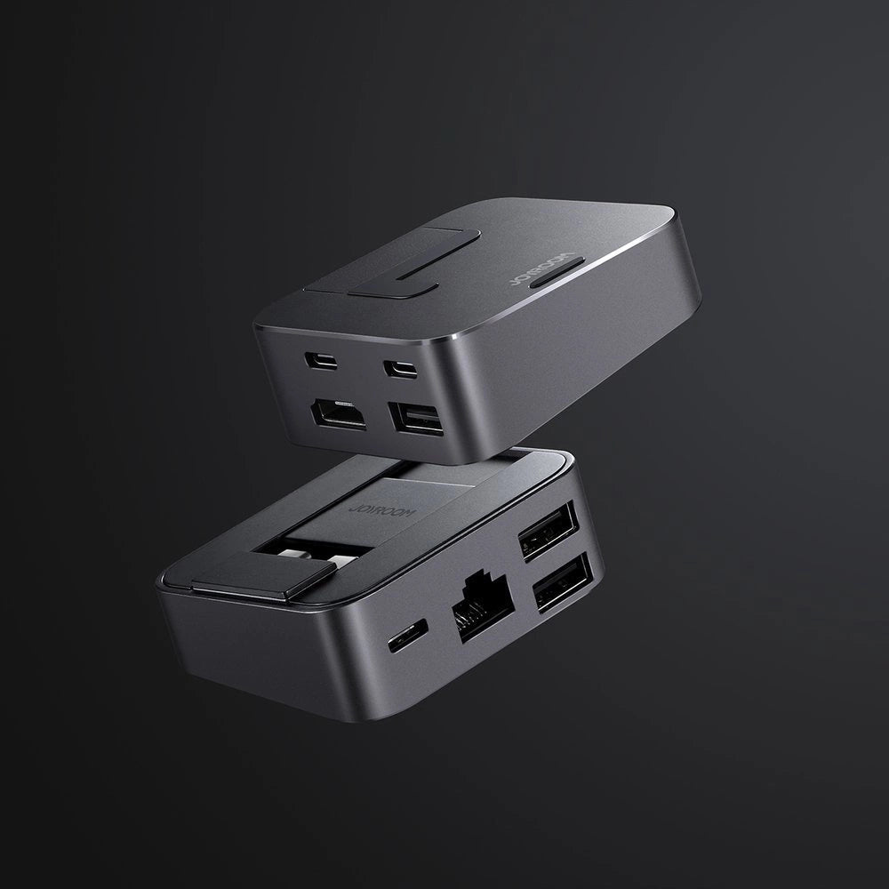 Joyroom HUB S-H121 USB-C - USB-A 3.0 / RJ45 / HDMI / USB-C / Thunderbolt cradle for MacBook Pro - gray_8