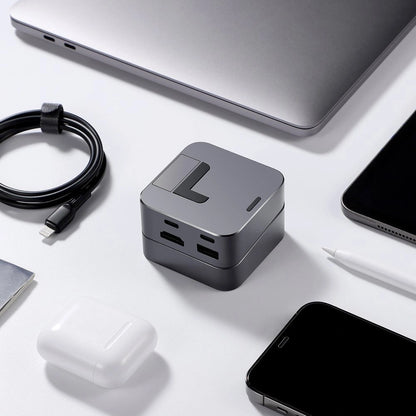 Joyroom HUB S-H121 USB-C - USB-A 3.0 / RJ45 / HDMI / USB-C / Thunderbolt cradle for MacBook Pro - gray_13