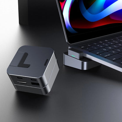 Joyroom HUB S-H121 USB-C - USB-A 3.0 / RJ45 / HDMI / USB-C / Thunderbolt cradle for MacBook Pro - gray_5
