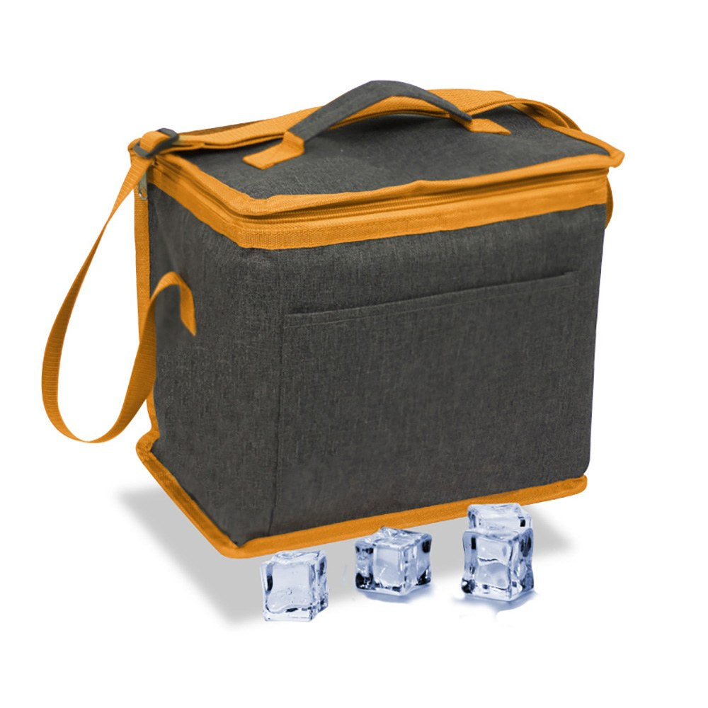 Bolsa tÃ©rmica 10 l design de ganga cinzento com ribete e alÃ§a laranja, 28 x 16 x 22 cm_0