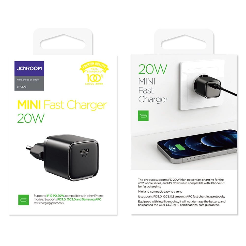 Joyroom fast wall charger USB Type C 20W Power Delivery Quick Charge 3.0 AFC black (L-P202)_4
