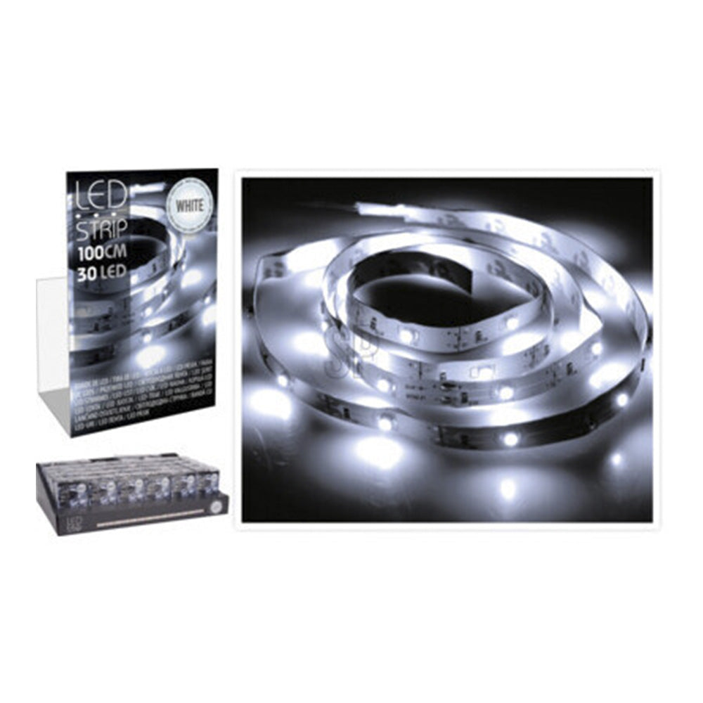 Tira de led 1m 30 leds branco frio, a pilhas_0