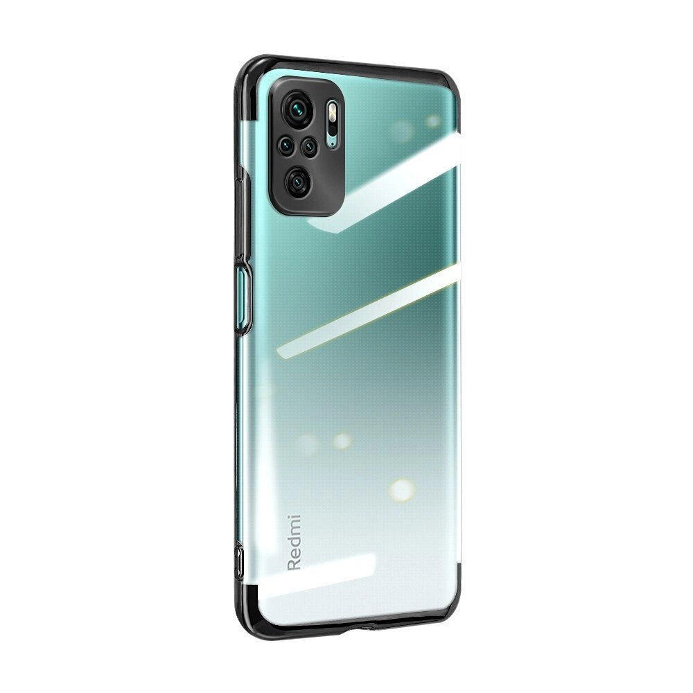 Clear Color Case Gel TPU Electroplating frame Cover for Xiaomi Redmi Note 10 5G / Poco M3 Pro black_0