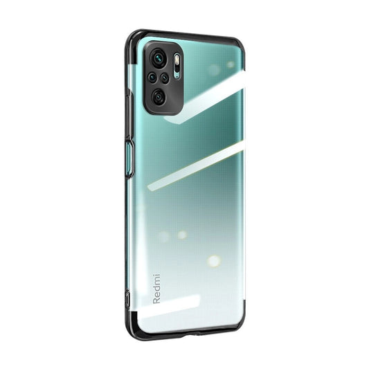 Clear Color Case Gel TPU Electroplating frame Cover for Xiaomi Redmi Note 10 5G / Poco M3 Pro black_0