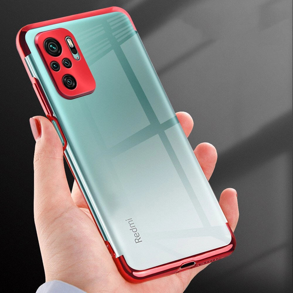 Clear Color Case Gel TPU Electroplating frame Cover for Xiaomi Redmi Note 10 5G / Poco M3 Pro black_6