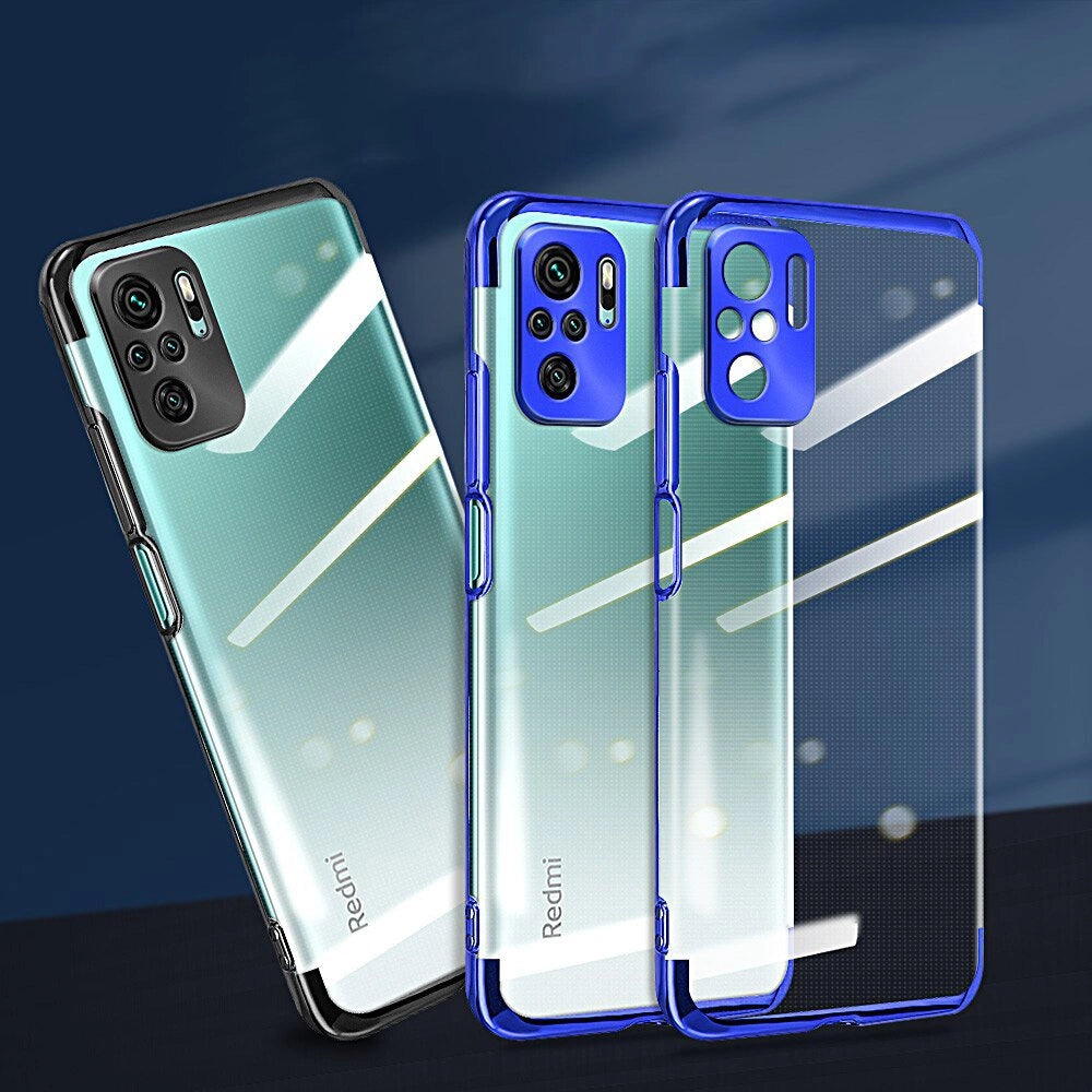 Clear Color Case Gel TPU Electroplating frame Cover for Xiaomi Redmi Note 10 5G / Poco M3 Pro black_7