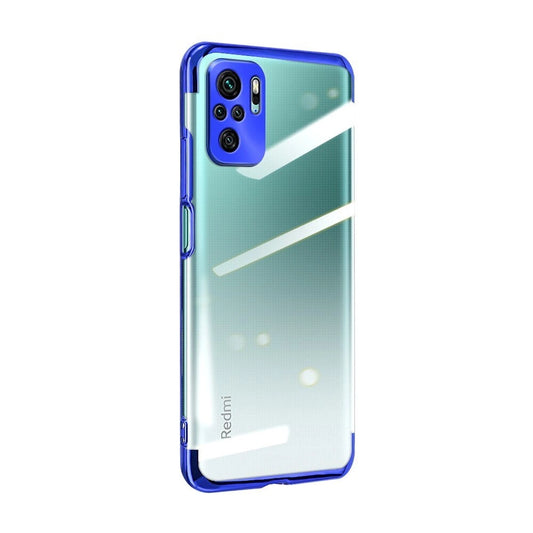 Clear Color Case Gel TPU Electroplating frame Cover for Xiaomi Redmi Note 10 5G / Poco M3 Pro blue_0