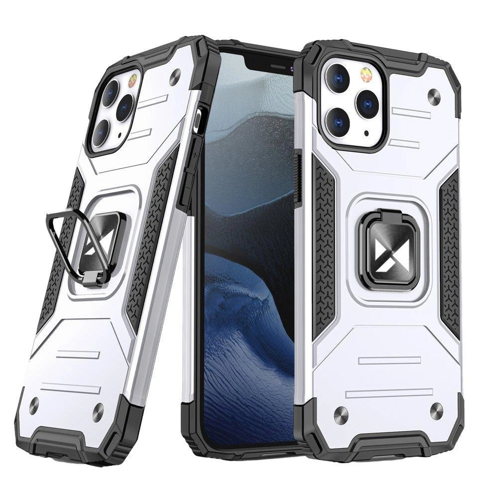 Wozinsky Ring Armor Case Kickstand Tough Rugged Cover for iPhone 13 mini silver_0