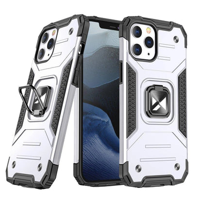 Wozinsky Ring Armor Case Kickstand Tough Rugged Cover for iPhone 13 mini silver_0