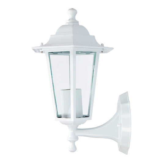 Candeeiro de alumÃ­nio e vidro para parede. ip44 e27 60w cor branca Ã¸19,5x21x32cm modelo zurich._0