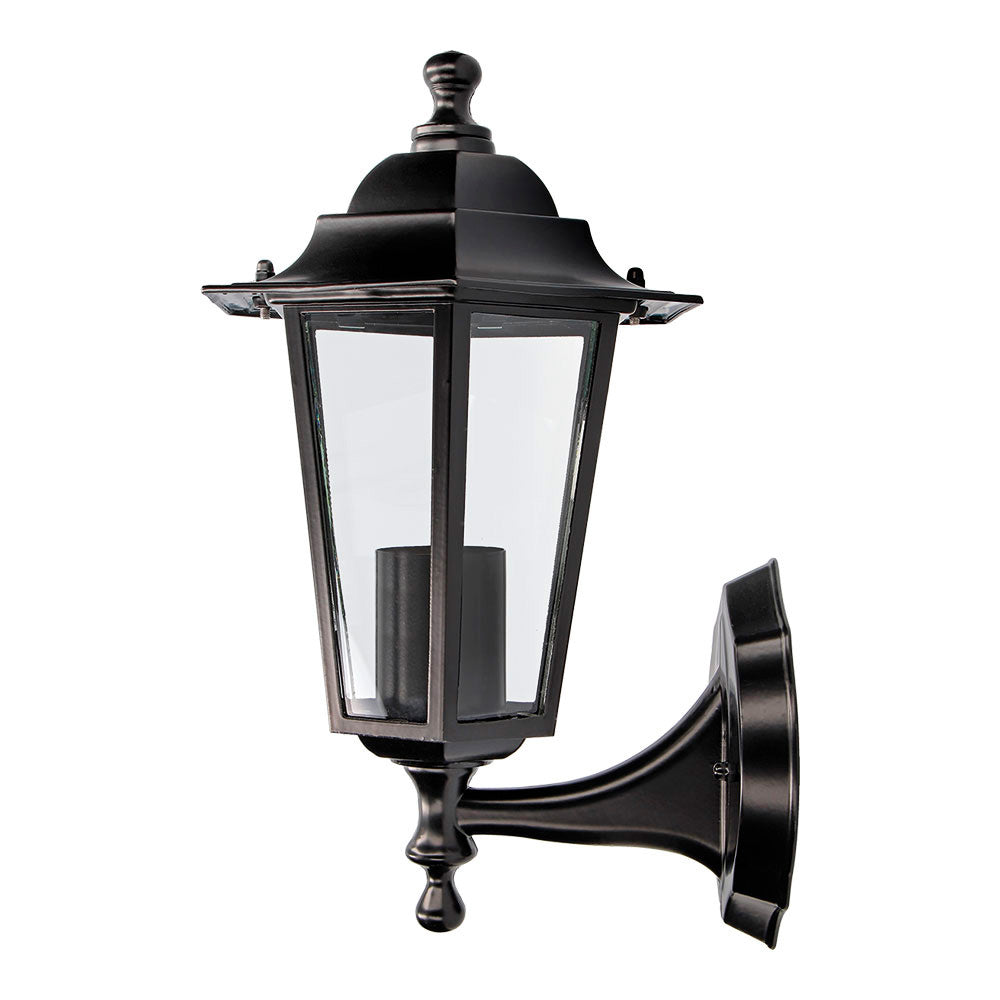 Candeeiro de alumÃ­nio e vidro para parede. ip44 e27 60w cor preto Ã¸19,5x21x32cm modelo zurich._0
