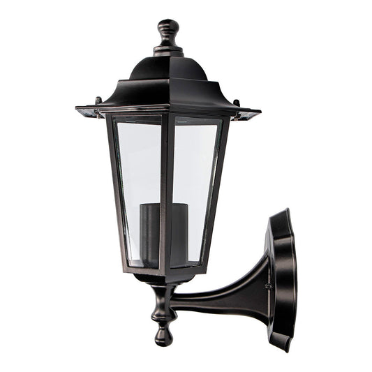 Candeeiro de alumÃ­nio e vidro para parede. ip44 e27 60w cor preto Ã¸19,5x21x32cm modelo zurich._0