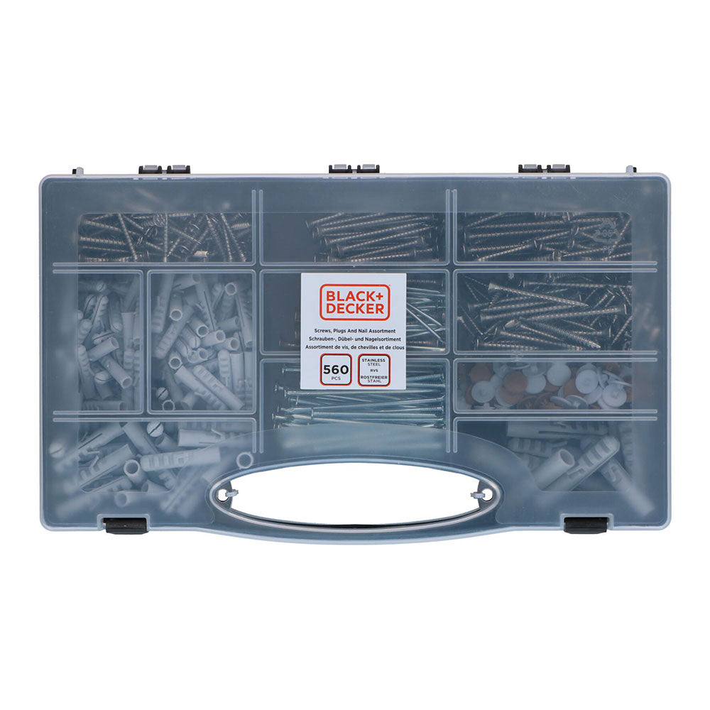 Sortido de parafusos/buchas/pregos 560 peÃ§as black+decker_0