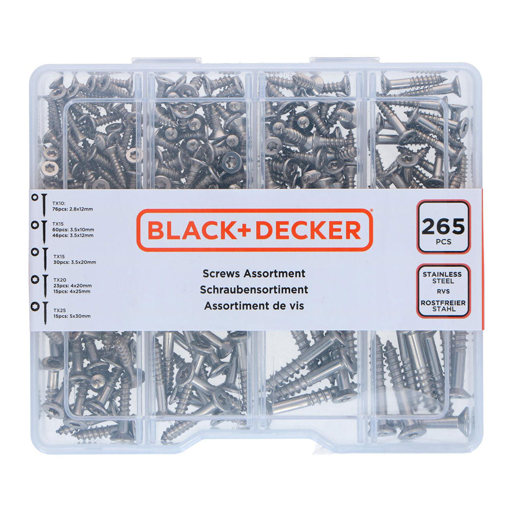 Sortido de parafusos torx 265 peÃ§as black+decker_0