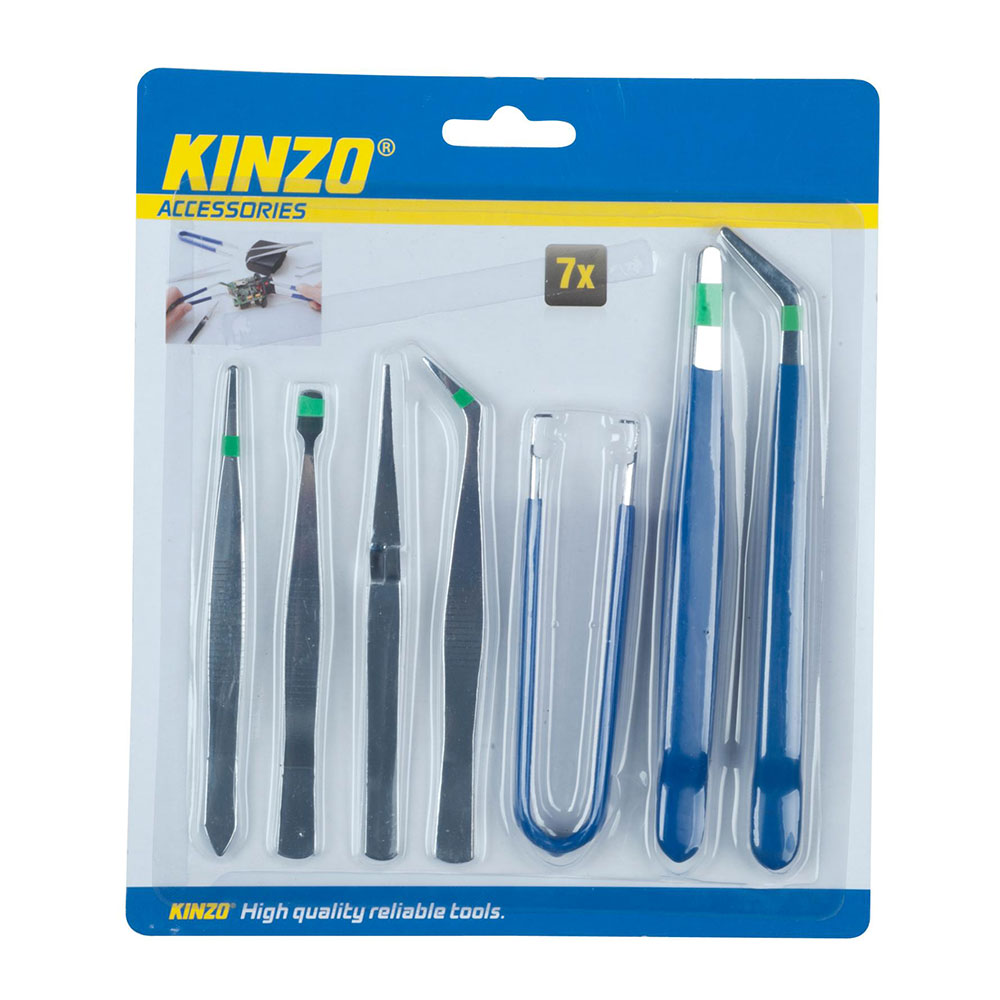 Pack de 7 pinÃ§as de precisÃ£o de aÃ§o para ferramentas. kinzo_0
