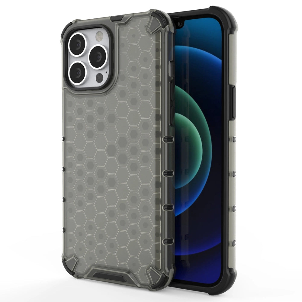 Honeycomb Case armor cover with TPU Bumper for iPhone 13 Pro Max black_0