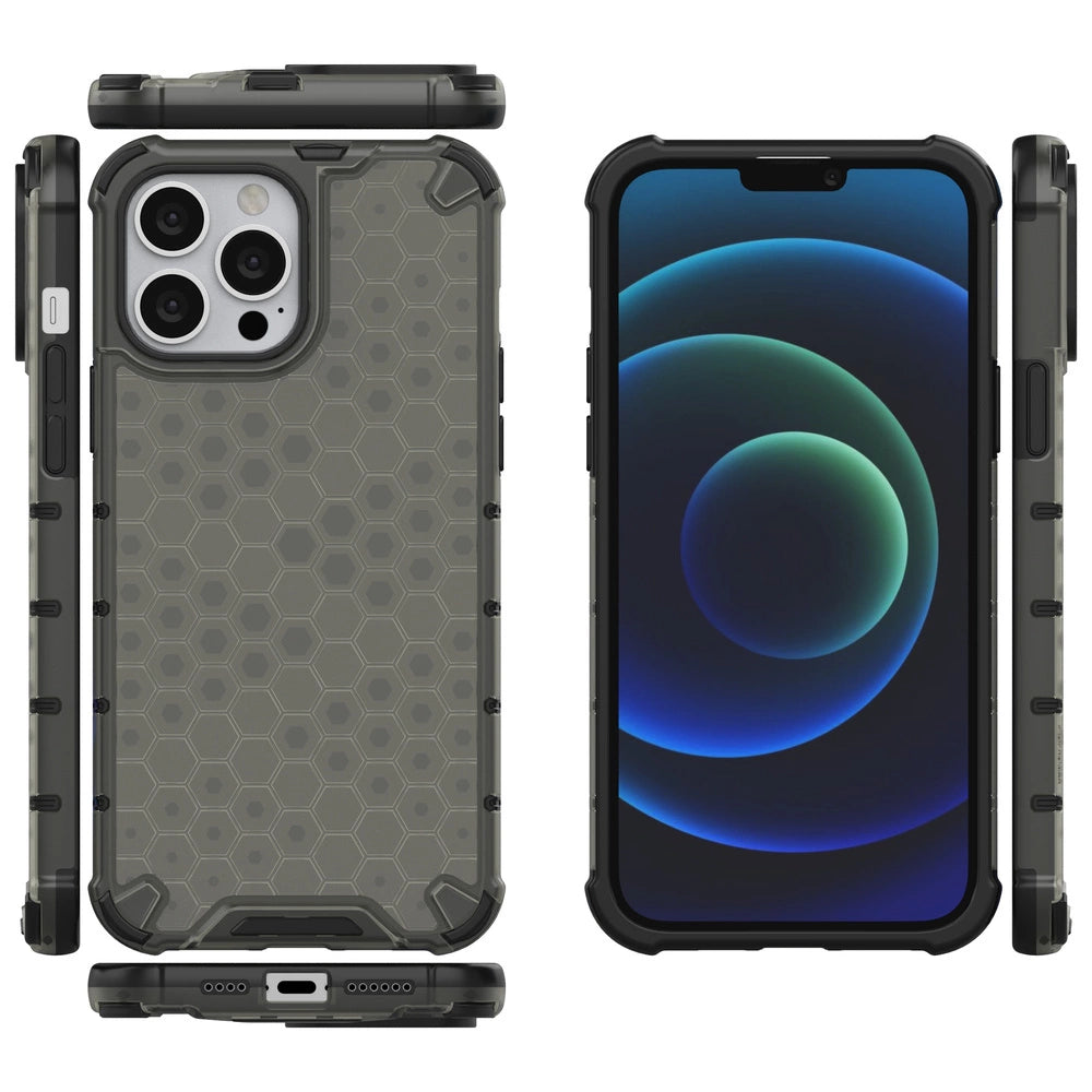 Honeycomb Case armor cover with TPU Bumper for iPhone 13 Pro Max black_1