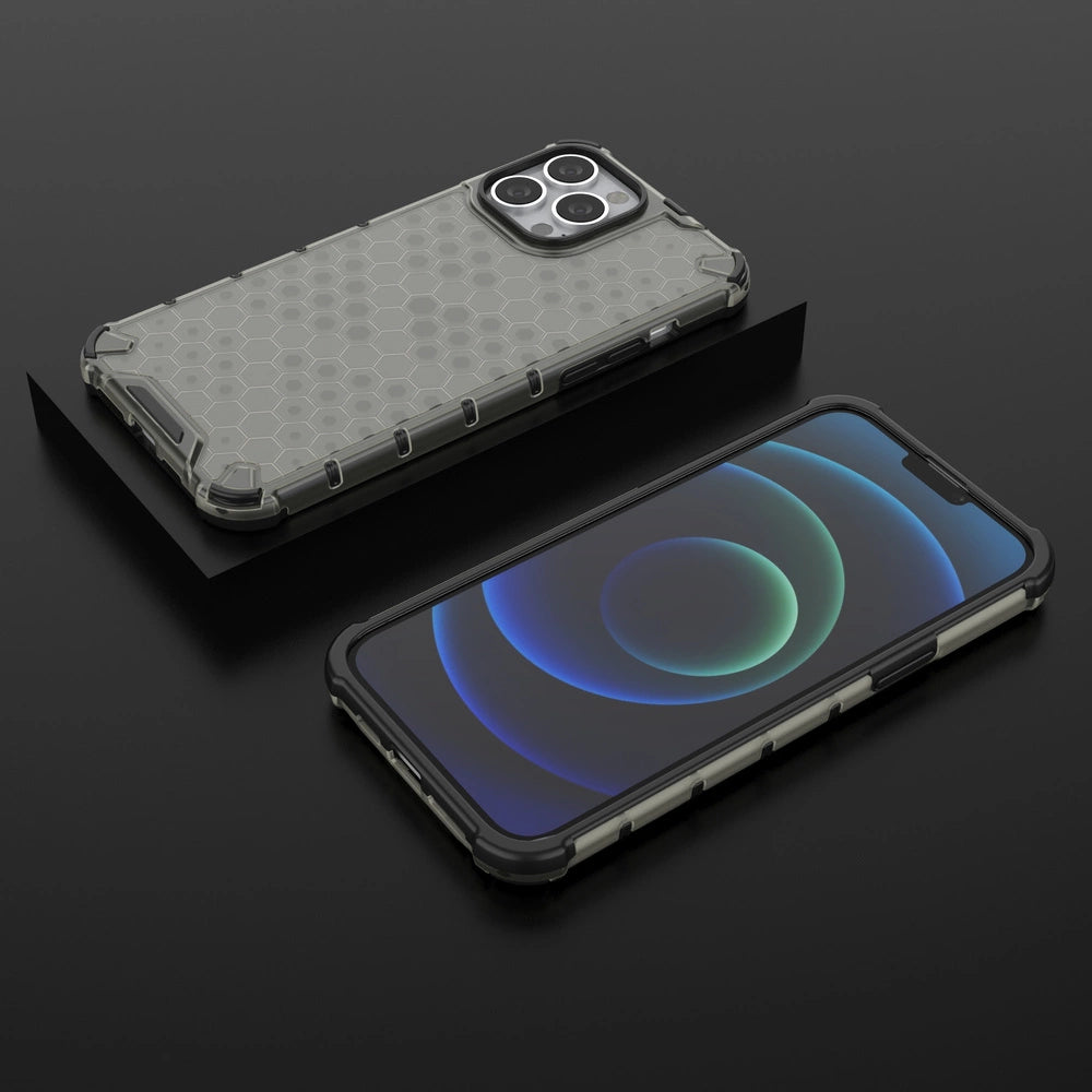 Honeycomb Case armor cover with TPU Bumper for iPhone 13 Pro Max black_12