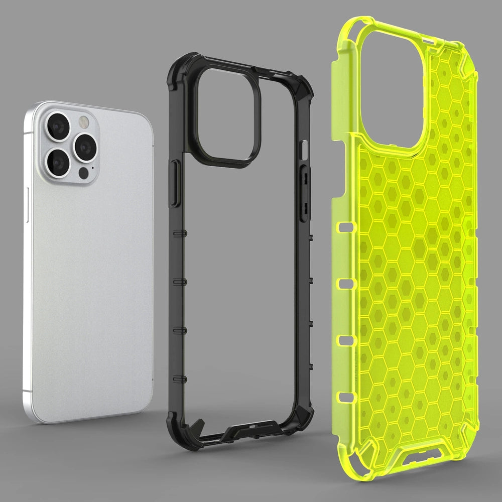 Honeycomb Case armor cover with TPU Bumper for iPhone 13 Pro Max black_5