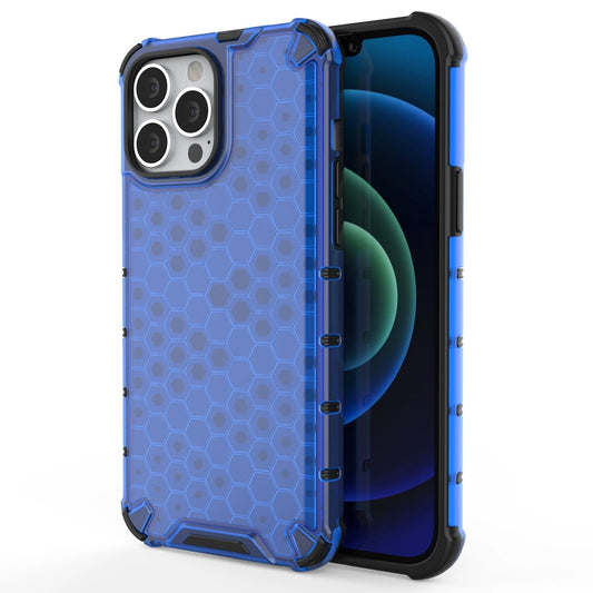 Honeycomb Case armor cover with TPU Bumper for iPhone 13 Pro Max blue_0