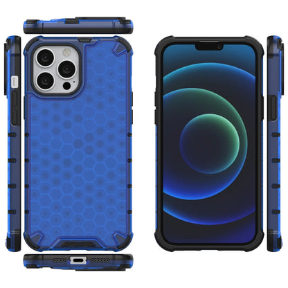 Honeycomb Case armor cover with TPU Bumper for iPhone 13 Pro Max blue_1