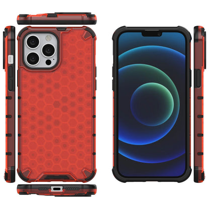 Honeycomb Case armor cover with TPU Bumper for iPhone 13 Pro Max red_1