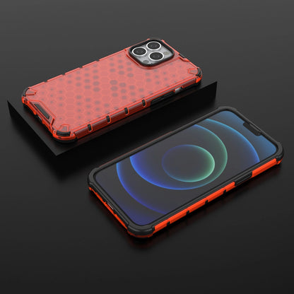 Honeycomb Case armor cover with TPU Bumper for iPhone 13 Pro Max red_12