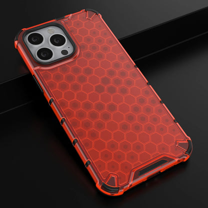 Honeycomb Case armor cover with TPU Bumper for iPhone 13 Pro Max red_13