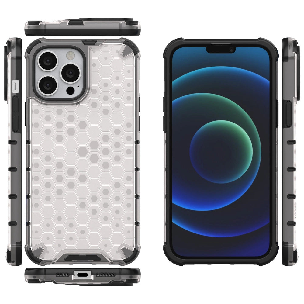 Honeycomb Case armor cover with TPU Bumper for iPhone 13 Pro Max transparent_1