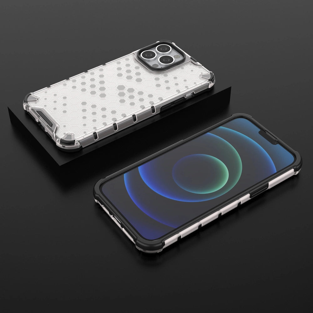 Honeycomb Case armor cover with TPU Bumper for iPhone 13 Pro Max transparent_12