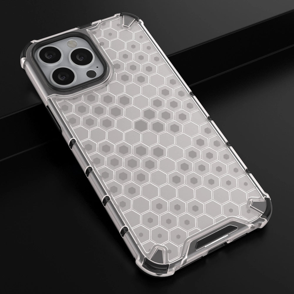 Honeycomb Case armor cover with TPU Bumper for iPhone 13 Pro Max transparent_13