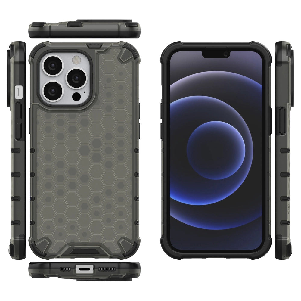 Honeycomb Case armor cover with TPU Bumper for iPhone 13 Pro black_1
