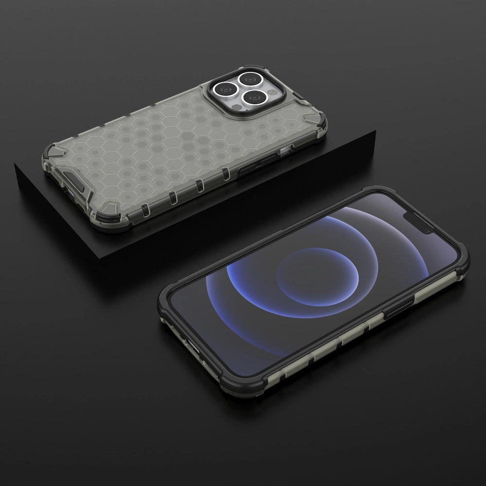 Honeycomb Case armor cover with TPU Bumper for iPhone 13 Pro black_12