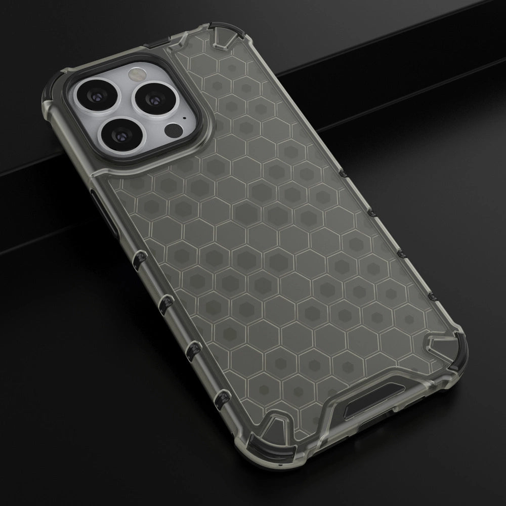 Honeycomb Case armor cover with TPU Bumper for iPhone 13 Pro black_13